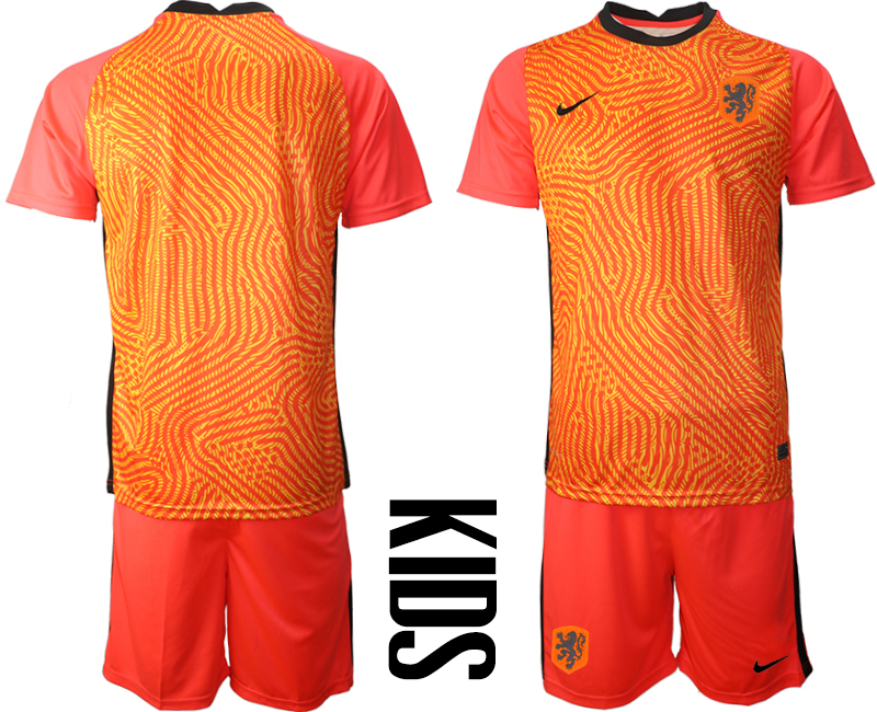 Cheap 2021 European Cup Netherlands red goalkeeper Youth soccer jerseys